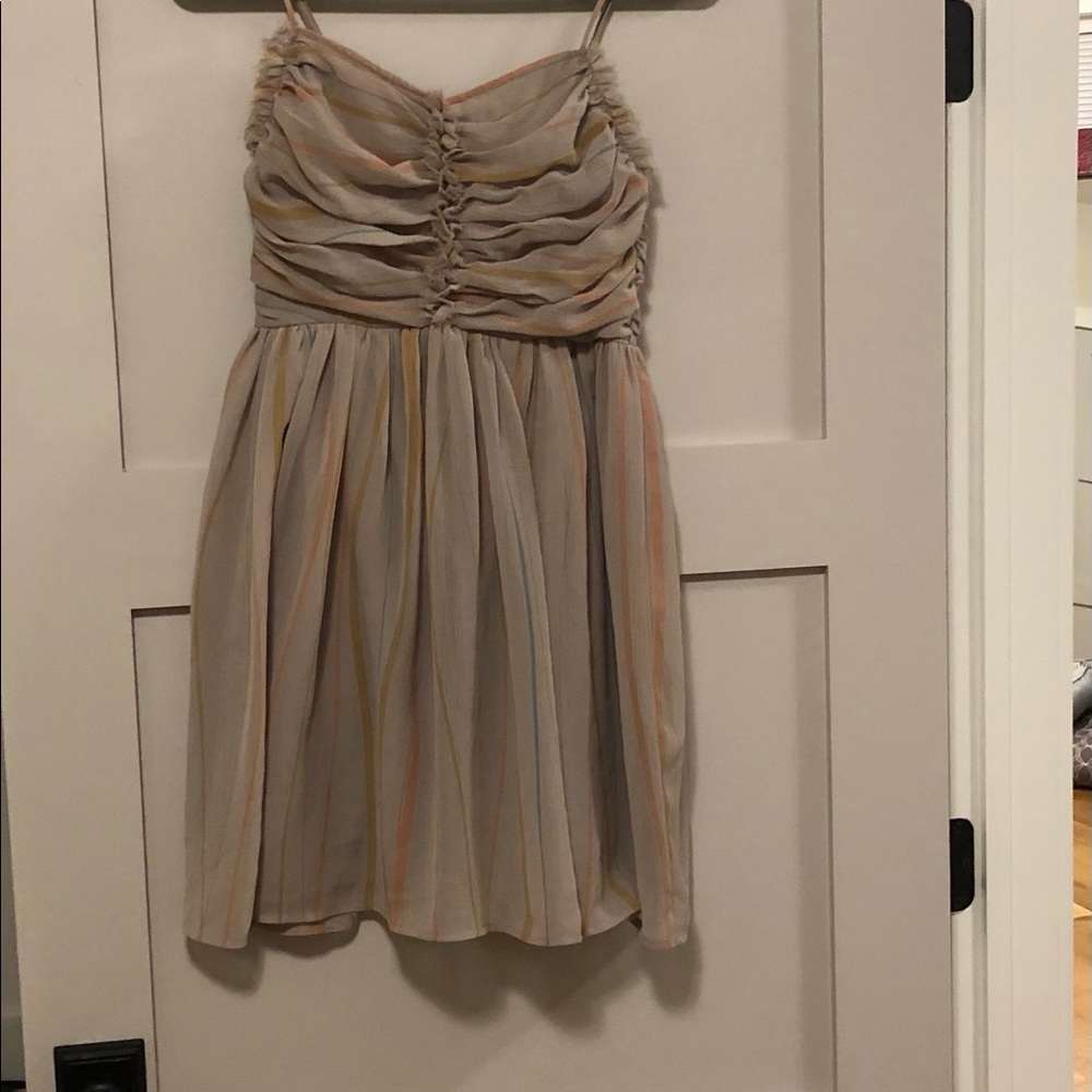 Chiffon dress w/pin stripes